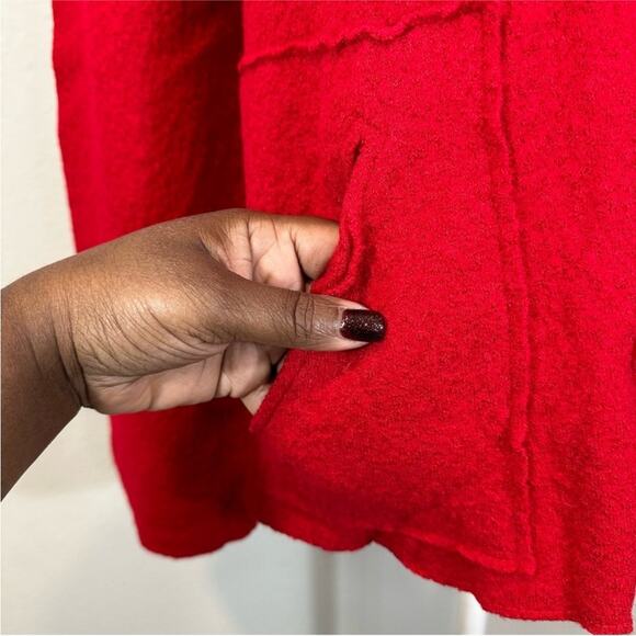 Coldwater Creek Red Felted Wool
Jacket Tattered Lagenlook Button Front Size XS - Picture 6 of 8